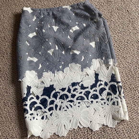 J.O.A navy white laser cut skirt - Picture 4 of 6